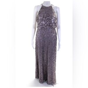 Donna Morgan Sequin Embellished High Neck Empire Waist Gown New